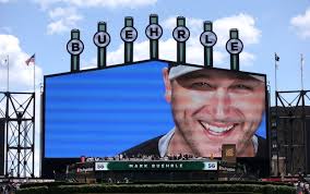 Mark Buehrle has a ball during White Sox's number retirement ceremony