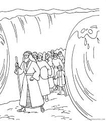 Water gushed out, and the community and their livestock drank.. Moses Coloring Pages Crossing The Red Sea Coloring4free Coloring4free Com