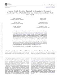 Additional papers here also demonstrate apa style formatting standards for other paper types: Pdf Journal Article Reporting Standards For Quantitative Research In Psychology The Apa Publications And Communications Board Task Force Report