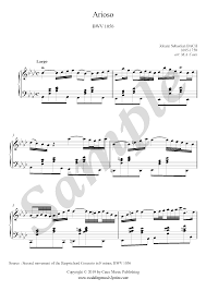 J S Bach Arioso In G Major G Major Sheet Music Bach