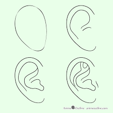 Draw an oblong for the neck and an elongated shape for the body. Ear Drawing Step By Step Anime Drawings Drawing Expressions How To Draw Ears