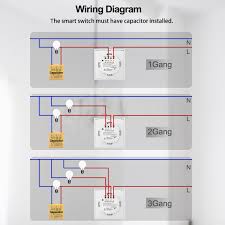 The above switch wiring diagram shows a different wire color coding than what is used in the usa. Wifi Wall Touch Switch Eu No Neutral Wire Required Smart Light Switch 1 2 3 Gang 220v Tuya Smart Home Support Alexa Google Home Cheap And Ship