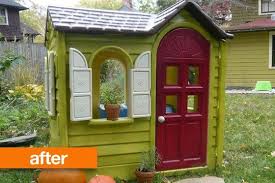 Before After Little Tikes Plastic Playhouse Paint Job Plastic Playhouse Play Houses Little Tikes Playhouse