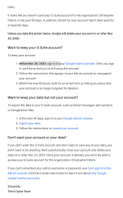 If g suite is your only subscription, continue to the next step. I Am Not Using Gsuite So Why Is Google Saying It Will Delete My Account Google Workspace Admin Community