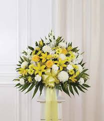 Maybe you would like to learn more about one of these? Yellow White Flower Sympathy Standing Basket At From You Flowers