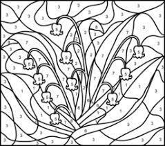 Lily Of The Valley Printable Color By Number Page Hard Coloring Pages Lily Of The Valley Color