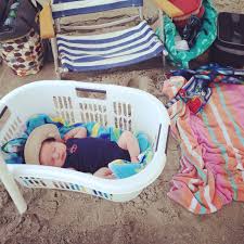Baby At The Beach So Smart Carry Your Bags Goodies In It On The Way To The Beach Let Baby Sleep In It When Baby Gear Storage New