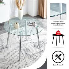 Table 4 Gray Chairs Round Dining