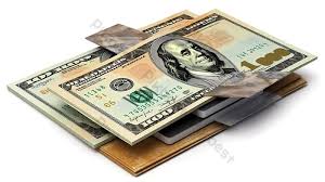 Wang Kertas Dolar Rendering 3d Kad Kredit Dengan Laluan Keratan Dan Wang  Kertas Kami