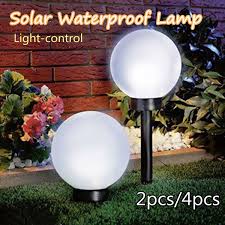 This means you can cover your entire yard and other large areas with no problem. 2 4pcs Modern Outdoor Solar Powered Lamp White Globe Ball Garden Light Control Waterproof Lights With Post Wish