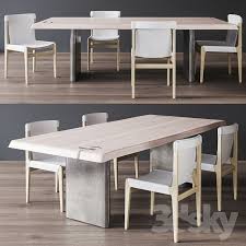 3d Models Table Chair Cb2 Burano White Leather Sling Chair Landscape Live Edge White Washed Wood In 2020 Square Wood Dining Tables Cb2 Dining Table Dining Table