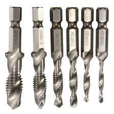 6pcs Set Spiral 1 4 Hex Shank Drill Tap High Speed Steel Bit Screw Metric Set 6pcssetspiral Drill Bits Drill Metal Working Tools