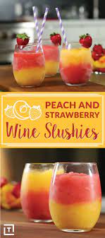 3 Ingredient Strawberry Peach Wine Slushies Are Perfect For Summer Wine Slushie Peach Wine Slushie Recipe