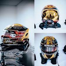 Following a dominant streak of three straight victories for ferrari after the summer break, hamilton stopped the italian outfit run with a win at the 2019. Lewis Hamilton To Wear Special Gold F1 Helmet For Abu Dhabi Grand Prix Daily Mail Online