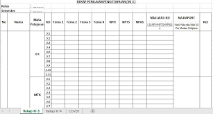 Contoh format penilaian harian, mingguan dan bulanan untuk ra tk paud ini saya bagikan kepada anda para bapak/ibu guru yang mungkin membutuhkan referensi administrasi penilaian untuk lembaganya. Format Penilaian Harian K13 Masnurul