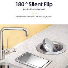 Riesenauswahl an werkzeug und baumaterial. Foheel Kitchen Sink Parts Kitchen Counter Top Stainless Steel Flush Recessed Swing Flap Lid Cover Trash Bin Garbage Can Fks49 Kitchen Drains Strainers Aliexpress