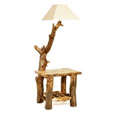 Aspen Log End Table With Built In Lamp Log Cabin Rustics Rustic Floor Lamps Floor Lamp Lamp