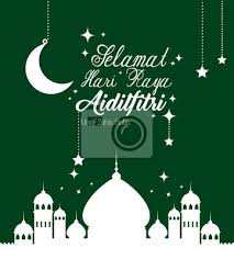 Berlalulah sudah ramadan sebulan berpuasa tiba syawal kita rayakan dengan rasa gembira. Selamat Hari Raya Aidilfitri Vector Illustration Design Posters For The Wall Posters Malay Ramadan Indonesia Myloview Com
