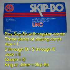 The first player to do so wins the game. Play Skip Bo With Regular Cards Three Decks Of Playing Cards Ace 1 2 Through 10 2 Through 10 Jack 11 Set Card Game Family Card Games Playing Card Deck