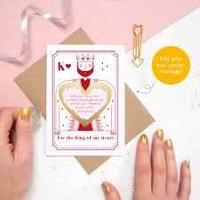 Create your own personalized anniversary cards happy anniversary card for all years printing your personalized anniversary card our cards have been designed so you can print on a regular home printer and then fold them to create a great looking anniversary card. Personalised King Of Hearts Scratch Card By Joanne Hawker Notonthehighstreet Com