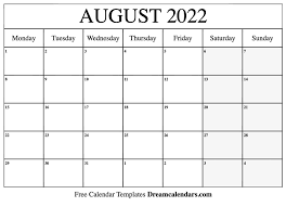 August 2022 Calendar Free Blank Printable Templates