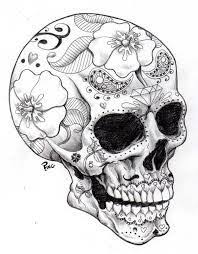 Black And White Realistic Sugar Skull Tattoo Semi Realistic Sugar Skull Skull Coloring Pages Skull Art Coloring Pages