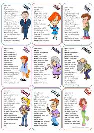 Nine Speaking Cards To Describe People Family Members Describing People Speaking Conversation English Activities English Language Teaching English Lessons