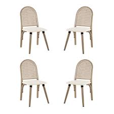 Art Leon Rattan Linen Fabric Cane Dining Side Chair With Bamboo Frame On Sale Overstock 30668069