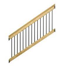 Weathershield 6 Ft Pressure Treated Stair Railing Kit With Black Aluminum Balusters 172977 The Home Depot In 2021 Stair Railing Kits Stair Kits Diy Stair Railing