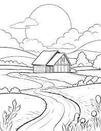 coloring page natural landscape