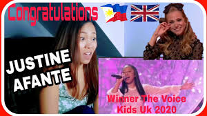 The voice kids is a british television talent show created by john de mol and its premiere was on 10 june 2017 on itv. The Voice Kids Uk 2020 Finals Winner Justine Afante Listen Reaction Video Warayinuk Youtube