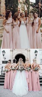 Country Pink Convertible Bridesmaid Dresses Cheap Chiffon Long Beach Wedding Par Pink Bridesmaid Dresses Blush Bridesmaid Dresses Mismatched Bridesmaid Dresses