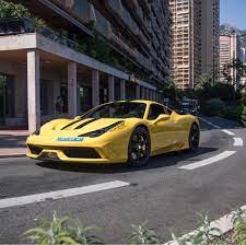 Ferrari 458 Speciale Painted In Giallo Modena W Black Racing Stripes Photo Taken By Matsbutlersphotograohy On Instagram Ferrari 458 Ferrari