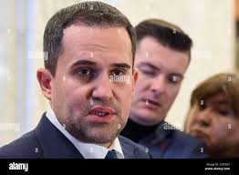 Bucharest, Romania. 27th Jan, 2025: Mihai Neamtu, AUR deputy, led the  meeting of the Culture Committee of the Chamber of Deputies, in which is  discussed the situation of the Golden Helmet of