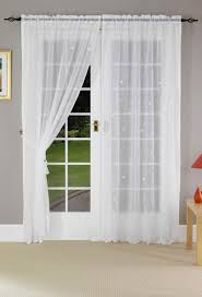 If you're putting them around the door, all you need to do is put a rod right across the upper portion of the door, maybe a couple of inches above, and then do panels. Net Curtains For Patio Doors French Door Curtains Patio Door Curtains Curtain For Door Window