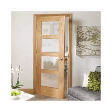 Range of glazed oak internal doors available with clear or frosted glass. Xl Joinery Internal Oak Unfinished Shaker 4l Obscure Glass Door At Leader Doors