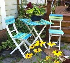 White Blues And Greens Painted Wood Slat Patio Table And Chairs Restoration41 Wood Patio Chairs Painted Patio Garden Chairs