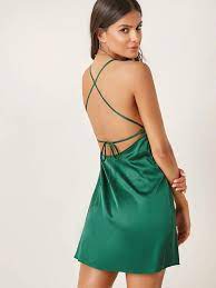 Shein Criss Cross Back Satin Dress Shein Uk