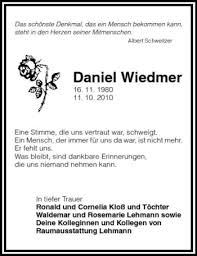 Traueranzeigen von Daniel Wiedmer