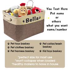 Once toys were too dirty to bring inside, we stored them in a little basket on the porch, but that overflowed. Custom Dog Toys Storage Bins Canvas Collapsible Dog Accessories Storage Basket Bin Pet Organizer Box Perfect For Organizing Toys Dog Accessories Aliexpress