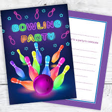 Each set of fill in invitations includes envelopes, making it easy to get your invitations into the mail. Neon Bowling Party Invitations Ready To Write With Envelopes Pack 10 Olivia Samuel