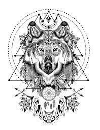 Boho wolf with sacred geometry. Pin On Tattoos
