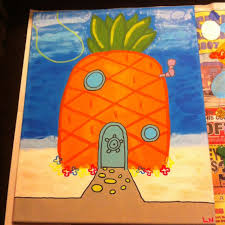 Painting Of Spongebob S House Canvas Painting Spongebob House Painting