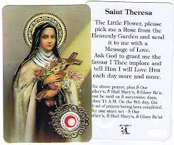 St Therese Relic Prayer Card