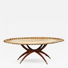 Fantastic design utilizing shape detailed. Moroccan Oval Brass Tray Coffee Table