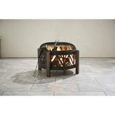 Garden Treasures 31 In W Black With Golden Brush Steel Wood Burning Fire Pit In The Wood Burning Fire Pits De Wood Burning Fires Wood Burning Fire Pit Fire Pit