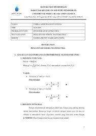 Jurnal kajian pembelajaran matematika vol. Pemodelan Matematika Research Papers Academia Edu