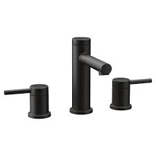 Black is not necessarily a color that is associated with bathrooms. Moen Align Matte Black 2 Handle Widespread Watersense Bathroom Sink Faucet With Drain In The Bathroom Sink Faucets Department At Lowes Com