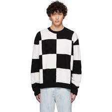 Historically, tubular knit fabric has been used primarily for the production of sweaters and hosiery. Ambush Wool Black And White Checkered Knit Sweater For Men Lyst