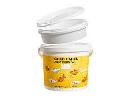 Black, sticks to anything, safe for fish, seals underwater. Gold Label Pond Paint Hutton Aquatic Products